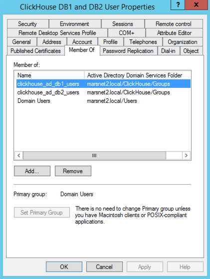 Example user group membership