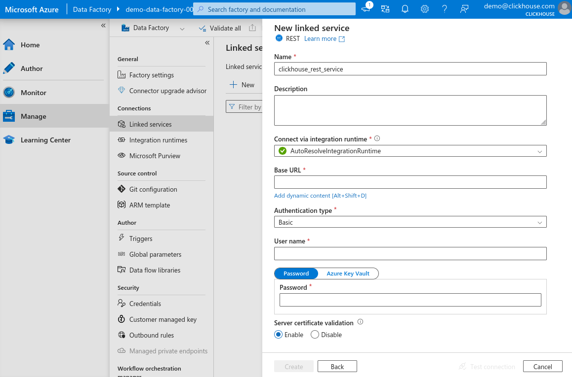 Новая панель связанного сервиса