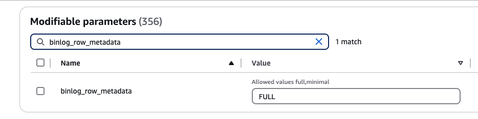 Метаданные ряды двоичного журнала на FULL