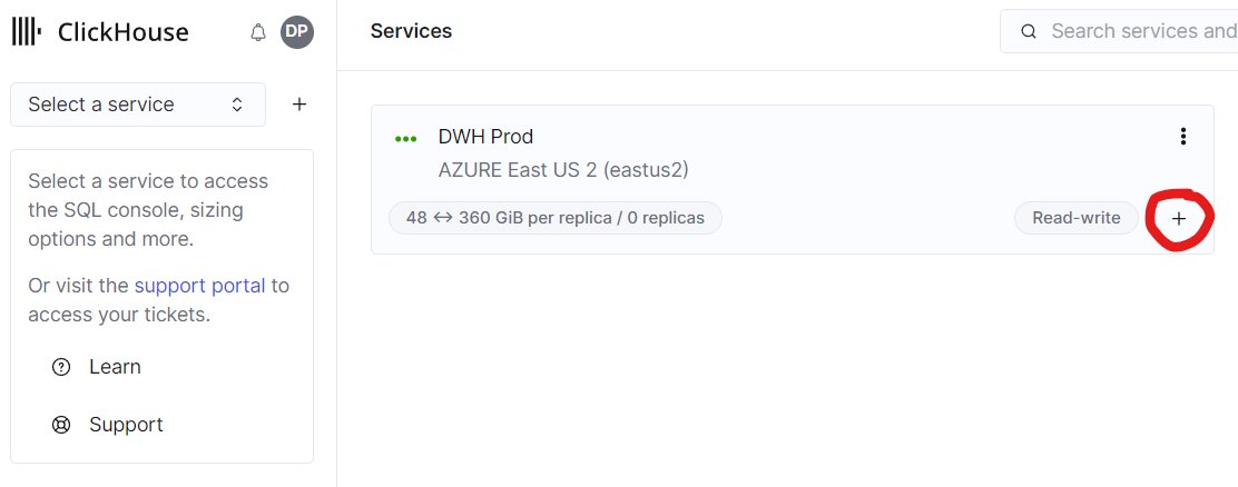 Создание нового сервиса в складе