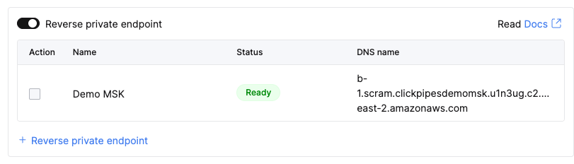 Выбор обратной частной конечной точки