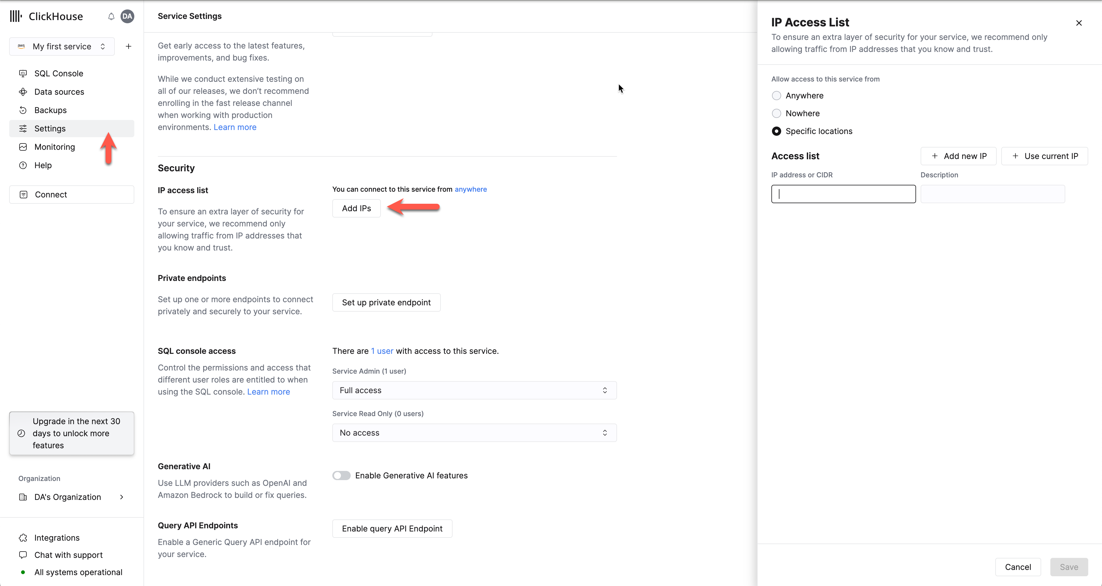 Проверьте, разрешает ли сервис тр�афик с вашего IP-адреса в списке доступа по IP