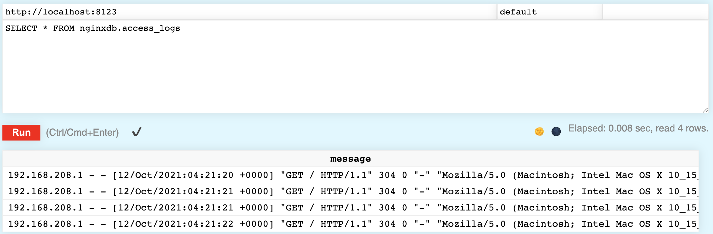 Просмотр логов ClickHouse в табличном формате